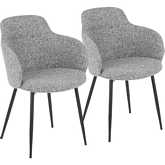 Boyne Dining Accent Chair in Black Metal & Dark Grey Fabric (Set of 2)
